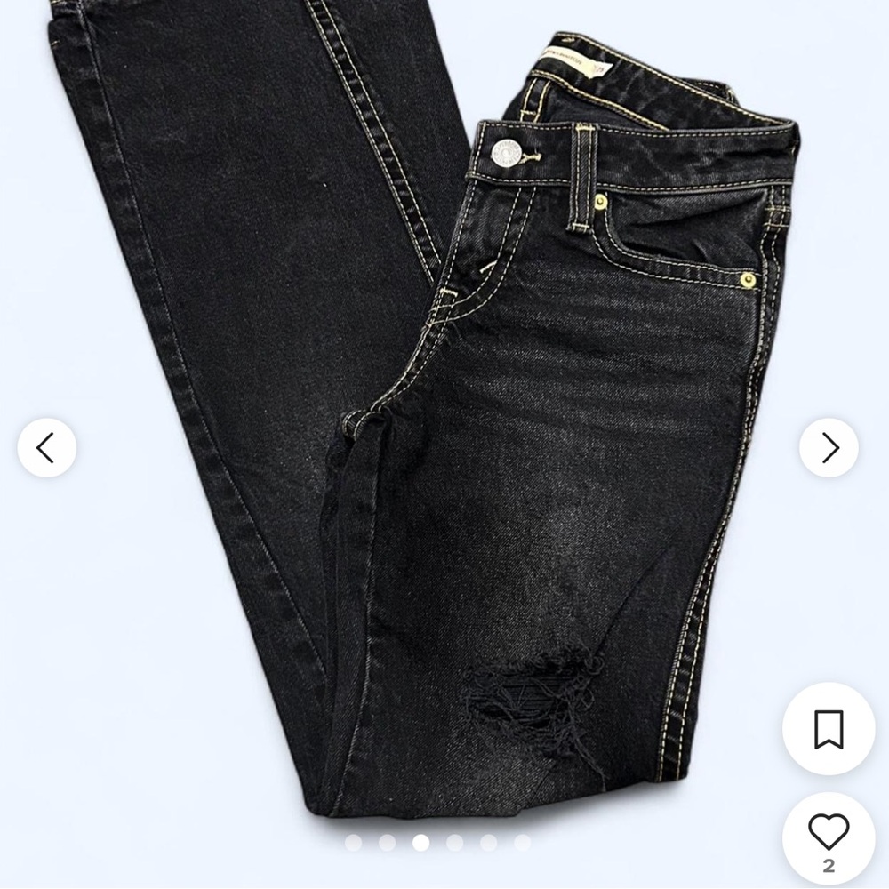 Levi’s Noughties Low Rise Bootcut Jeans Black Distressed Button Flap Pockets - Picture 9 of 15